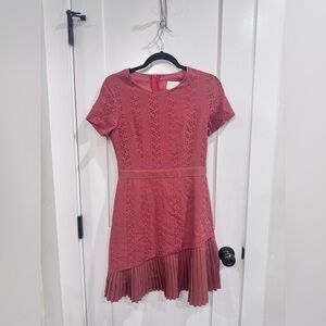 La Mignonne Rose Eyelet Midi Dress Korean Fasion